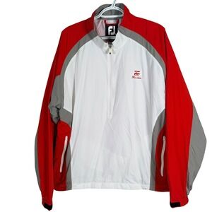 FootJoy Golf Windbreaker Jacket "Fawn Lake" 1/2 Zip Mens L Red White Gray